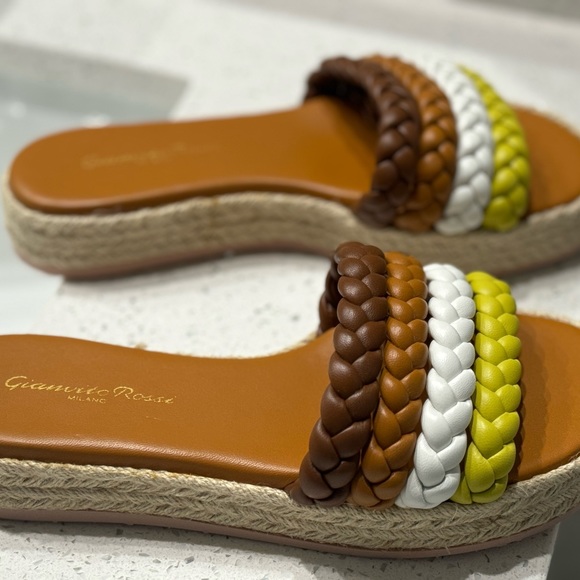Gianvito Rossi Marbella Braided Leather Espadrille Slides - Picture 3 of 3